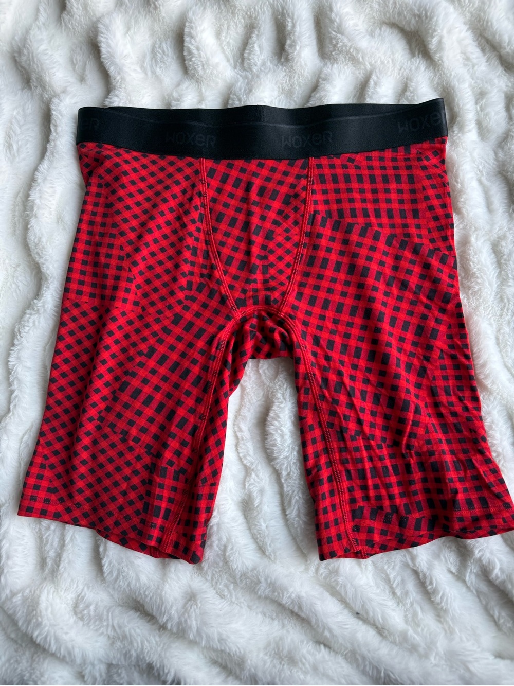 LIMITED EDITION Woxer Red & Black Check Long Boxer Briefs (Biker)